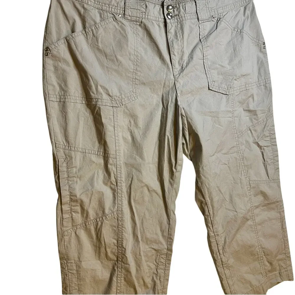 Gray Cargo Capri Pants 14 Coastal Travel Utility Chic Casual - Picture 2 of 9